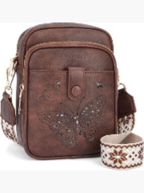 Vegan Leather Butterfly Crossbody Bag with RFID Card Slots